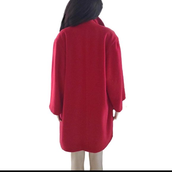 Etienne Aigner Parisian Rouge Red Swing Wool Coat 38 6 M - Picture 6 of 10